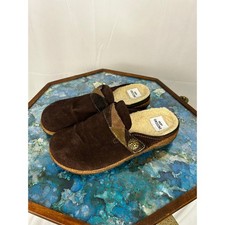 Earth Origins Essential Eloise Brown Suede Clog Slippers 7.5