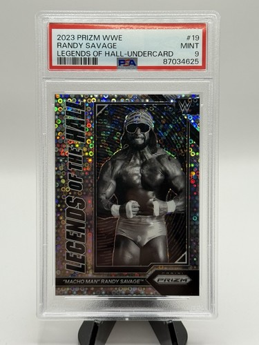 Macho Man Randy Savage [Under Card] #19 card from 2023 Panini Prizm WWE Legends of the Hall