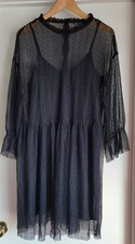 Zara Women's Dress Size L Casual Black Sheer Whimsigoth Long-sleeves