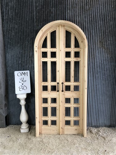Arched French Double Door (36x80) 14 Pane Glass Door European Styled w Jamb OM4
