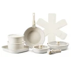 17 Piece Pots and Pans Set Granite Nonstick Kitchen Cookware White