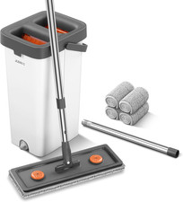 Flat Mop and Bucket Set with Wringer   Hands Free Floor Cleaning System