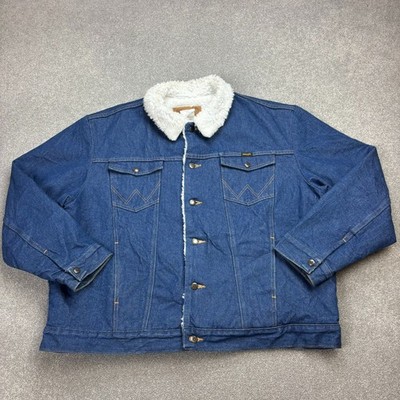 Wrangler Jeansjacke Erwachsene 2XL blau Sherpa gefüttert Western Trucker Util...