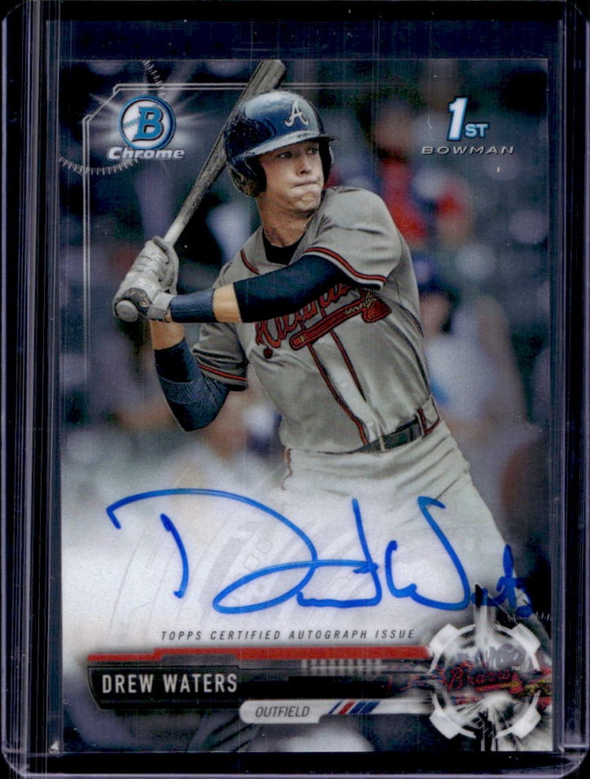 2017 Bowman Draft Drew Waters Chrome Auto #CDA-DW Braves