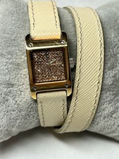 Henri Bendel Gold Tone Crystal Accent Dial Wrap Around Leather Band Quartz Watch