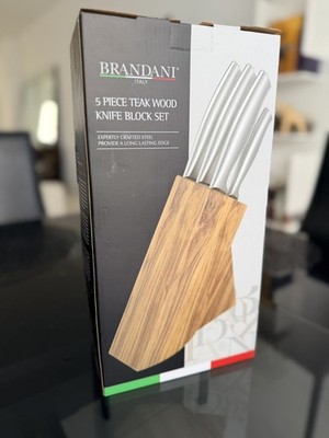 Brandani Italy 5pcs Teak Wood Knife Block Set
