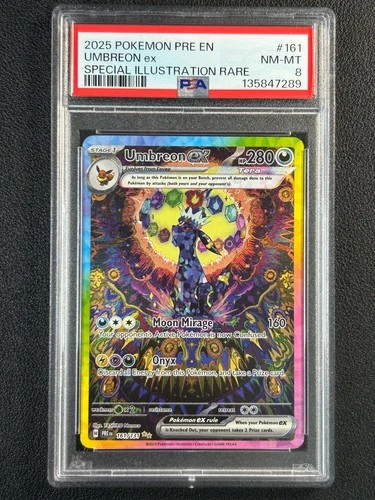 UMBREON EX PSA 8 2025 POKEMON PRISMATIC EVOLUTIONS PRE EN #161/131 SIR 7289