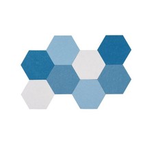 Hexagon Felt Bulletin Board Tiles 8 PCS Self Adhesive Wall Pin Board Cyanine