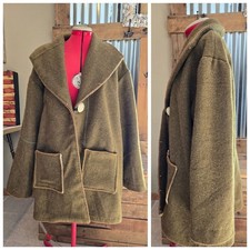 Cappotto Coperta Esercito Lana Upcycled Vintage XL-2X Fatto a Mano Non Buttarlo Fuori Vintage...