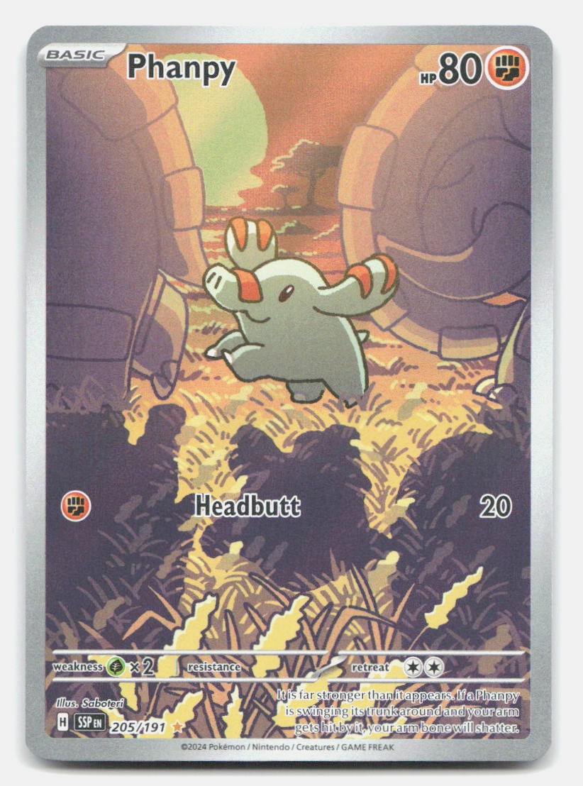 Phanpy 205/191 Illustration Rare Surging Sparks Pokemon Holo NM