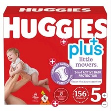 Huggies Plus Diapers Size 5: 27lbs and up, 156ct - Free Shipping