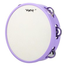 Tambourines for beginners Hand Held Tambourine Drum 8 inch Metal Jingles Perc...