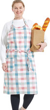 Cotton Linen Baking Plus Size Aprons for Women with Pockets Kitchen Cooking