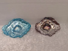 (2) AKCAM Iridescent  Oyster Shell Decorative Dish Plate Blue And Purple