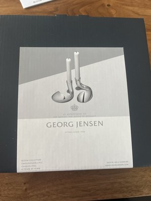 GEORG JENSEN BLOOM BOTANICA CANDLEHOLDER SET STAINLESS STEEL 10016987.NEW IN BOX