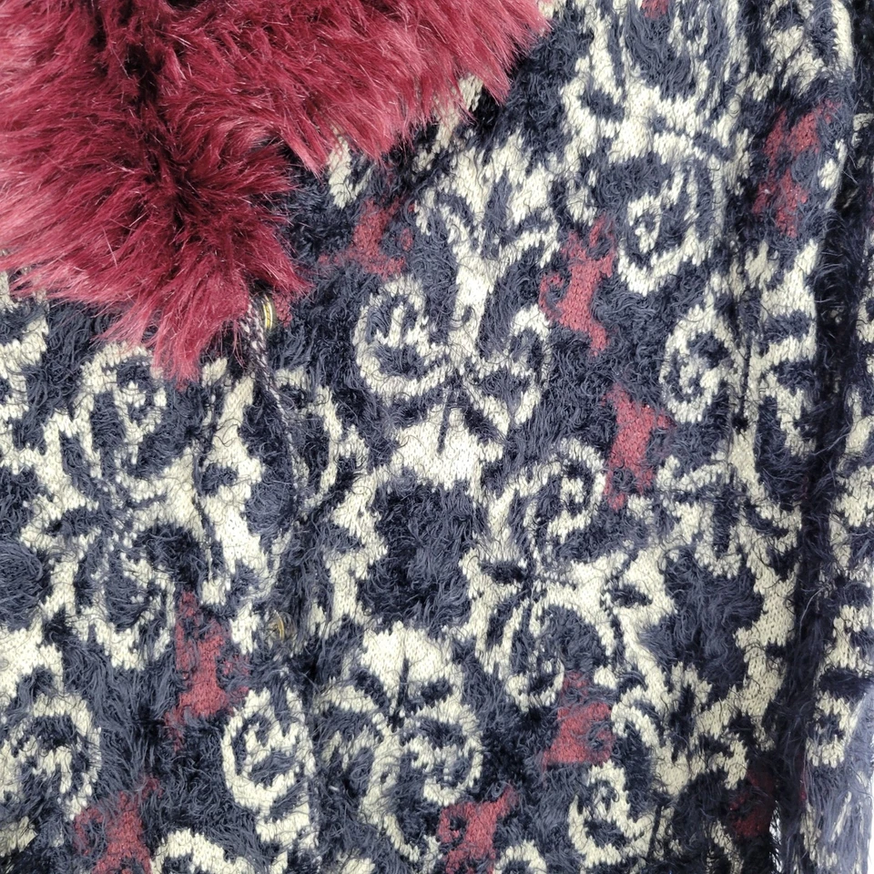 Cárdigan Damasco Tejido Difuso Declaración Cuello Piel Sintética Y2K Grunge Barroco M Foto 4 de 4