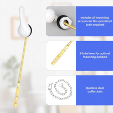 1 Set Universal Toilet Handle Replacement Kit with Stainless Steel Flapper Ch...