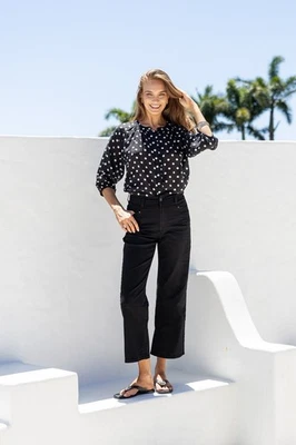 Womens Country Denim Aust J-Lo Wide Leg Crop Dress Jeans Black Sz 9 BNWT - image 1 of 4