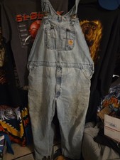 Vintage Carhartt Bib Overalls 44x34 Blue. Stains And Wear