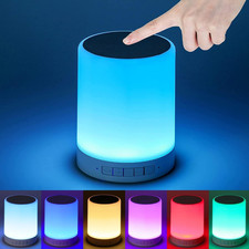 Touch Bedside Lamp - with Bluetooth Speaker, Dimmable Color Night Light, Outdoor