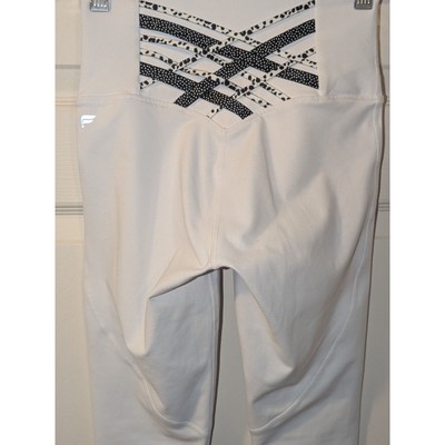 Fabletics Leggings Womens XS White Boost II High Waisted Strappy Capri Lift