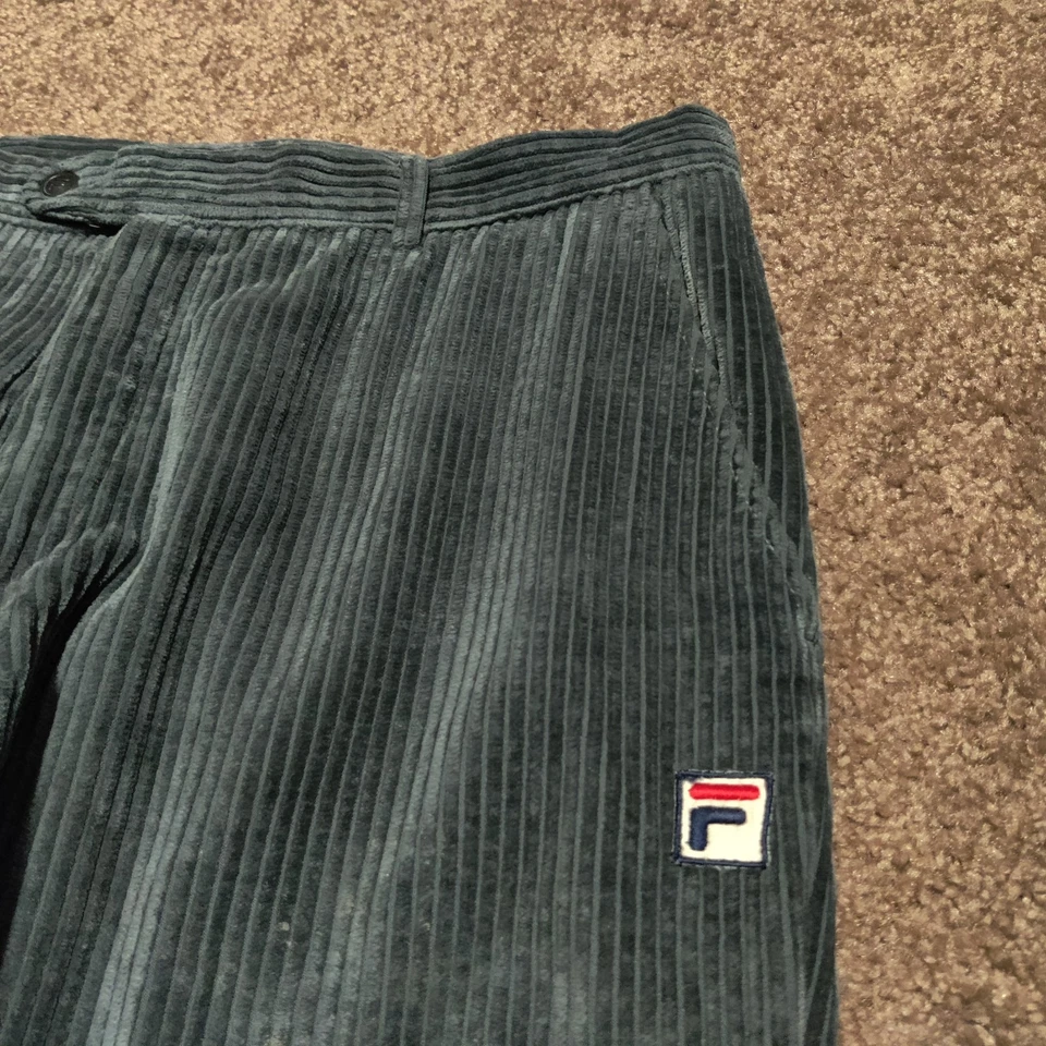 Vintage 90s Fila Baggy Corduroy Cuffed Trousers Mens Size 34 x 30 Made In Italy - Image 2 of 4