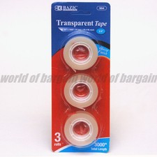 3 x TRANSPARENT 3/4" x 1000" ADHESIVE TAPE 1" Core Refill Tapes 3000" Total C002