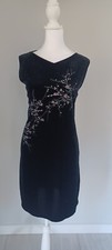 Vtg Y2K Impressions M Black Velvet Floral Pattern Tank Dress