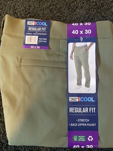 32 Grad coole Herren Regular Fit Stretch Tech Hose 40 38 grau grün hellbraun blau - Bild 19 von 22