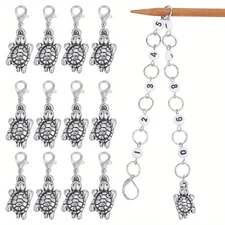 13pcs Knitting Row Counter Chains Locking Stitch Markers Kits with Tortoise