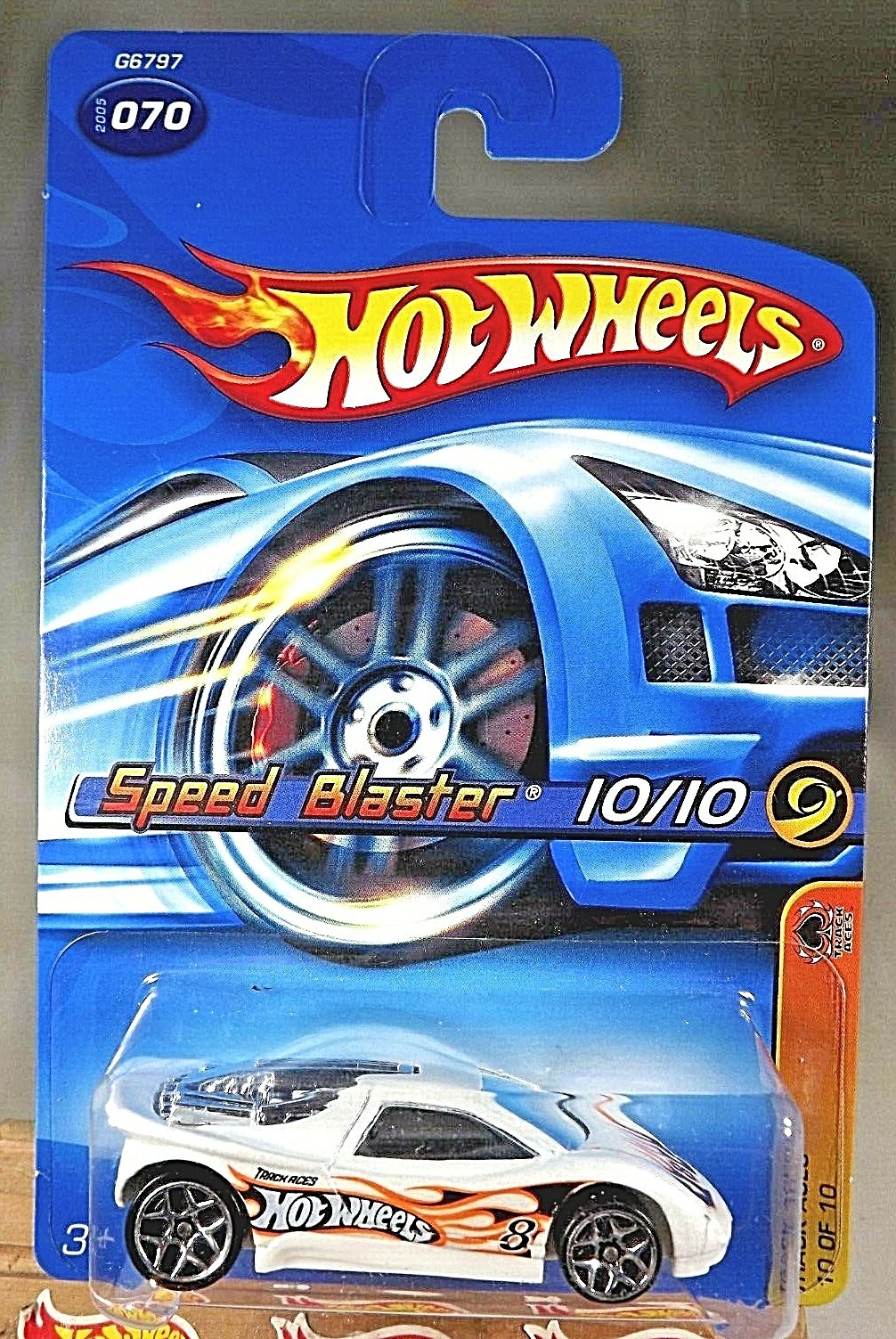 2005 Hot Wheels #70 Track Aces 10/10 SPEED BLASTER White w/Chrome 5Y Spoke Whls