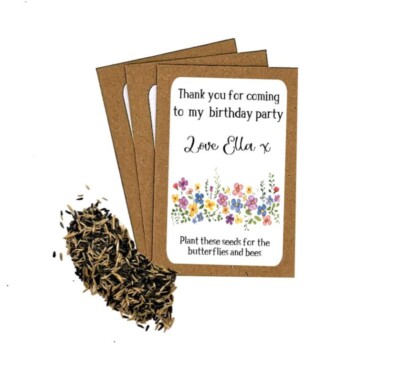 Personalisierte Geburtstag Wildblumen Blumen Umschläge Danke Party Tasche Gastgeschenk