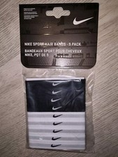 Nike Sports Hair Ties Set of 9 Hair Bands Pack NEW Black White Elastic Black
