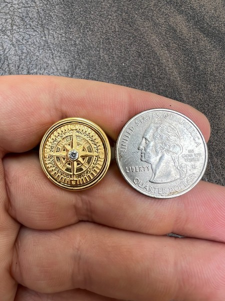 Alternate view of Mens Real 14k Gold Plated 925 Silver Sailor Navigational North Star Compass Ring