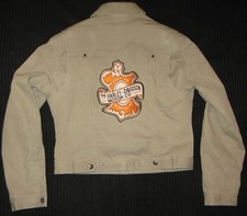 Harley Davidson Womens Corduroy Trucker Jacket Sz Small S Beige