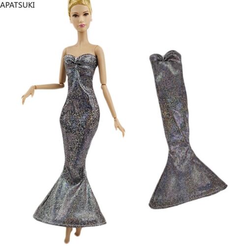 Vestido de muñeca de moda plateado para muñeca Barbie ropa cola de pez vestido de fiesta 1/6 - Imagen 1 de 7