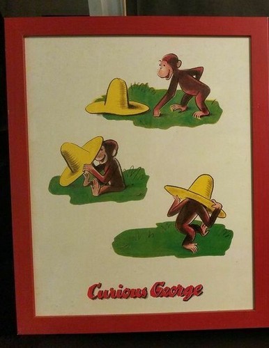 Curious George Finds A Hat Margret Ray Framed Art Print Authentic