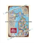 VINTAGE ALTES BEER SIGN MICHIGAN MAP SPORTS metal tin sign home wall painting