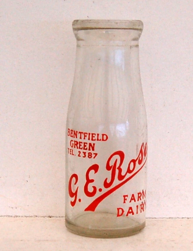 milk bottle lovely early Rose of Bentfield Green dairy 1/2 restored - Image 1 of 1
