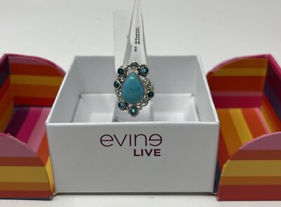 Sajen Silver Mohave Turquoise, Celestial Paraiba Doublet Quartz SS Ring SZ6 NWT