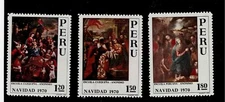 Peru Scott #539-41, Singles 1970 Christmas FVF MNH