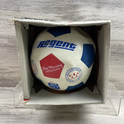 Vintage Regent Soccer Ball Red White Blue Size 5 Shep Messing Autograph Model