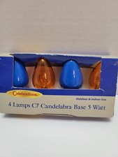 4 Celebrations C7 Candelabra Base 5 Watt Indoor/Outdoor Bulbs- NEW