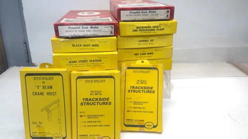 HUGE LOT of 12 VINTAGE CAMPBELL/STEWART/SUNDAM HO SCALE MODEL KITS-(C76) - Picture 1 of 14