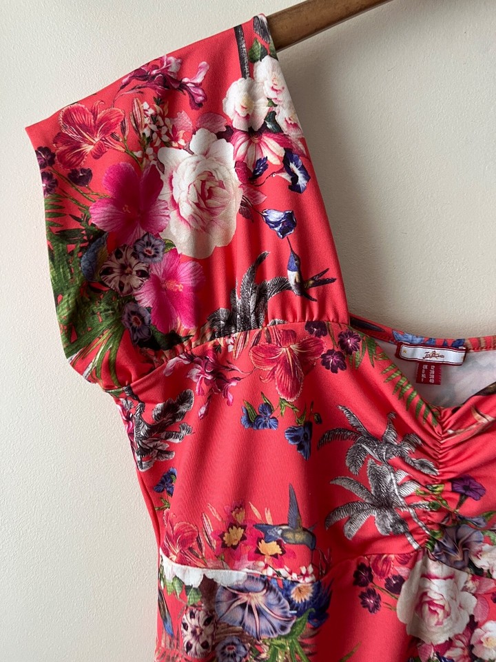 Joe Browns Dress Size 12 Floral Fit Flare Short Sleeve A Line Stretch