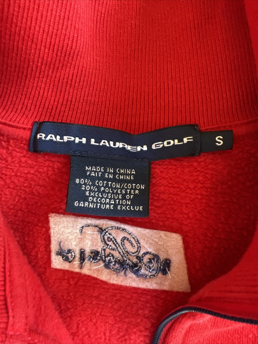 Polo Golf Sz S Ralph Lauren 1/4 Zip Sweatshirt Red w/ Large Blue