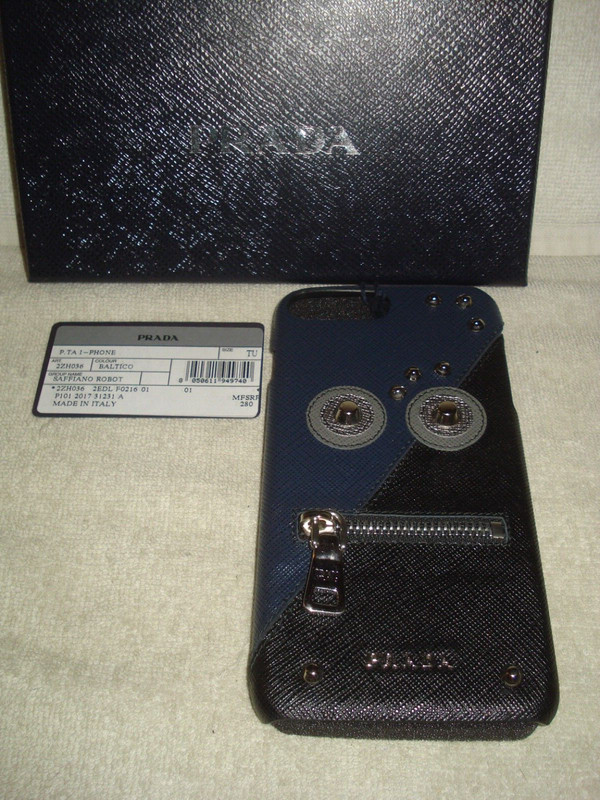 100% AUTHENTIC NEW PRADA ROBOT SAFFFIANO LEATHER PHONE IPHONE 8 CASE/COVER