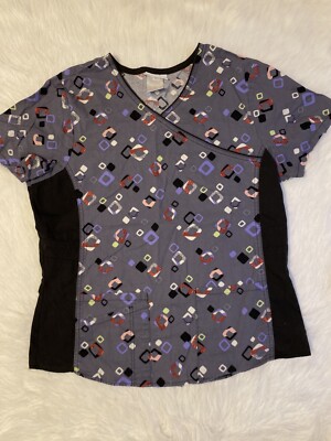 Scrubstar Scrub Top Womens Size Medium Gray Short Sleeve Shirt