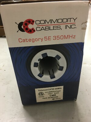 Commodity Cables (5ECMR244BB) 4x2x24AWG (Solid Copper) 1000ft (BLACK WIRE)