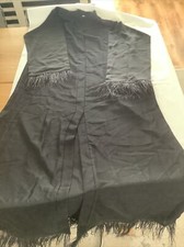 Aleibaya Womens Black Satin Robe with Tassels One Size